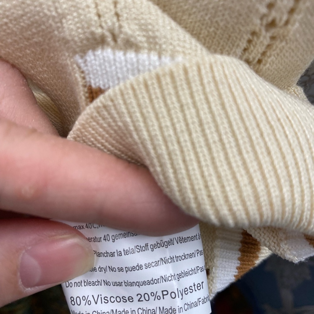 Cream Short Sleeve Knit Shirt - Picture 5 of 5